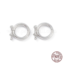 925 серебряная застежка-замочек с родиевым покрытием, кольцо, платина, 9x10.5x3 мм, внутренний диаметр: 6 мм