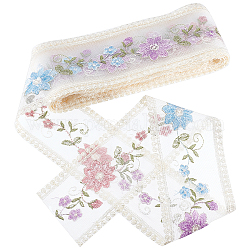 ポリアミド毛糸リボン  ジャカードリボン  服飾材料  花柄  カラフル  3-1/2インチ（90mm）