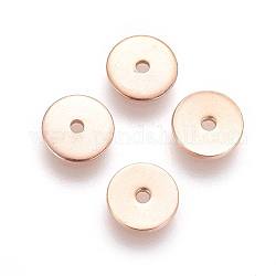 Revestimiento iónico (ip) 304 cuentas espaciadoras de acero inoxidable, disco, oro rosa, 10x0.7mm, agujero: 1.2 mm