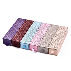 Картонные коробки ювелирных изделий, для ожерелья и кольца, с губкой внутри, прямоугольник с цветочным узором, разноцветные, 9-1/2x2-3/8x2 дюйм (24x6x5 см)