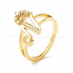 Clear Cubic Zirconia Initial Letter with Crown Adjustable Ring, Real 18K Gold Plated Brass Alphabet Ring for Women, Cadmium Free & Lead Free, Letter.N, US Size 6(16.5mm)