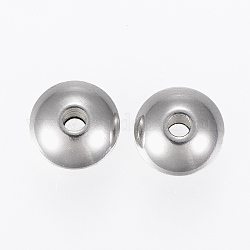 201 Edelstahl-Abstandhalter-Perlen, Scheibe, Edelstahl Farbe, 8x4 mm, Bohrung: 2 mm