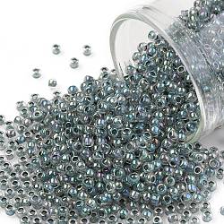 TOHO Round Seed Beads, Japanese Seed Beads, (773) Inside Color AB Crystal/Montana Blue Lined, 11/0, 2.2mm, Hole: 0.8mm, about 5555pcs/50g