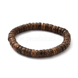 Bracelets extensibles rondelle en noix de coco naturelle, brun coco, diamètre intérieur: 2-1/8 pouce (5.5 cm)
