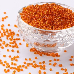 12/0 Perlas de semillas de vidrio, plata forrada agujero redondo, redondo, naranja oscuro, 2mm, agujero: 1 mm, aproximamente 6666 unidades / 100 g