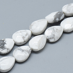 Natürliche Howlith Perle Stränge, facettiert, Träne, 11x8x4~5 mm, Bohrung: 1 mm, ca. 18 Stk. / Strang, 7.8 Zoll