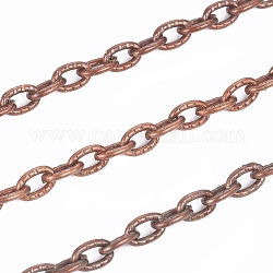Железо текстурированные кабельные цепи, несварные, с катушкой, Красная медь, 6.9x4x1 мм, около 328.08 фута (100 м) / рулон
