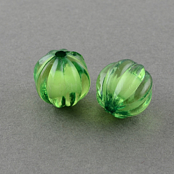 Perline acrilico trasparente, perline in perline, tondo, zucca, verde lime, 12mm, Foro: 2 mm, circa 630pcs/500g