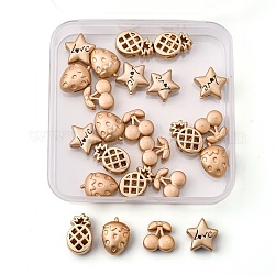 Chgcraft 24pcs 4 perles en alliage de style, fraise & cerise & ananas & étoile, couleur or mat, 6 pièces / style