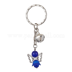 Kcychain con pietre preziose naturali angelo, con pendente in acrilico e accessori in ferro, blu medio, 7.6cm