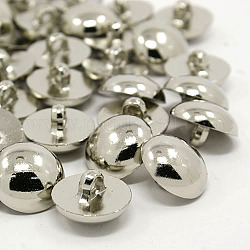 1 hoyos botones de caña del acrílico chapado, Botones de medio caña / domo, Platino, 18x11.5mm, agujero: 3.5 mm