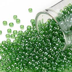 Toho perline rotonde, perline giapponesi, (108) lucentezza trasparente verde lime, 8/0, 3mm, Foro: 1 mm, circa 1110pcs/50g