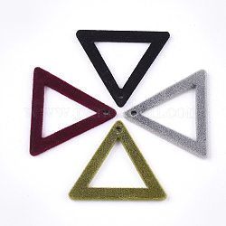 Pendenti acrilici floccati, triangolo, colore misto, 28x32x2mm, Foro: 1.5 mm