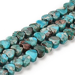 Regalite synthétique / jaspe impérial / perles de jaspe de sédiments marins, teinte, cœur, turquoise, 5x6x3~3.5mm, Trou: 1.2mm, Environ 81~84 pcs/chapelet, 15.94~16.26 pouce (40.5~41.3 cm)