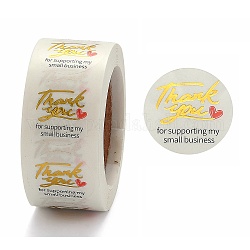 1 Inch Thank You Stickers, Adhesive Roll Sticker Labels, for Envelopes, Bubble Mailers and Bags, Gold, 25~25.3mm, 500pcs/roll