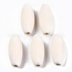 Perle di legno naturale non finite, undyed, perline con foro grande, ovale, vecchio pizzo, 35x14mm, Foro: 4 mm