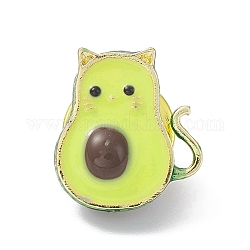 Avocado-Legierung mit Katzenbrosche, cartoon-abzeichen für rucksackkleidung, grün gelb, 16x15x11 mm