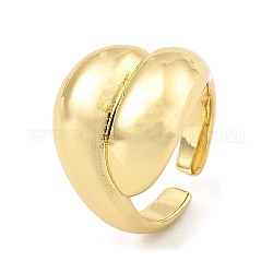 Rack Plating Brass Teardrop Open Cuff Rings for Women, Cadmium Free & Lead Free, Real 18K Gold Plated, US Size 7 1/2(17.7mm)