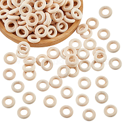 Nbeads donut anneaux de liaison en bois, teinte, sans plomb, blé, 15x4.5mm, diamètre intérieur: 8 mm