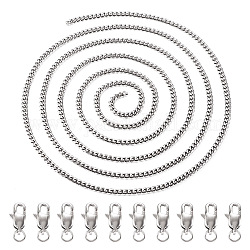 Набор для изготовления ожерелья-цепочки yilisi diy, включая 304 цепь из нержавеющей стали с кубинскими звеньями, овальные 316 хирургическая застежка-лобстер из нержавеющей стали, цвет нержавеющей стали, цепи: 7.5x6x3 mm, 2 м / мешок