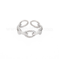 304 anneau de manchette ouvert en forme de chaîne forçat en acier inoxydable pour femme, couleur inoxydable, nous taille 6 3/4 (17.1mm)