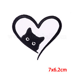 Tela de bordado computarizado con tema animal para planchar/coser parches, accesorios de vestuario, modelo del gato, 62x70mm