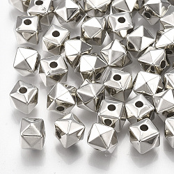Ccb Kunststoff-Perlen, Polyeder, Platin Farbe, 8x8x6.5 mm, Bohrung: 1.8 mm