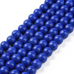 Lapis-lazuli synthétiques teints brins de perles rondes, 4mm, Trou: 1mm, Environ 98 pcs/chapelet, 15.7 pouce