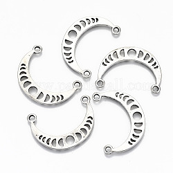 Tibetan Style Alloy Pendants, Moon Phase Charms, Cadmium Free & Nickel Free & Lead Free, Antique Silver, 23x32x1.5mm, Hole: 2mm