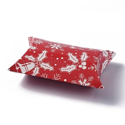 Boîtes d'oreiller en papier, coffrets cadeaux de bonbons, pour les faveurs de mariage fournitures de fête d'anniversaire de douche de bébé, rouge, motif flocon de neige, 3-5/8x2-1/2x1 pouce (9.1x6.3x2.6 cm)