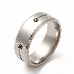 201 anillo de dedo de acero inoxidable., ajustes de rhinestone del anillo, color acero inoxidable, diámetro interior: 20 mm, aptos para 1.5~1.6 mm de diamante de imitación