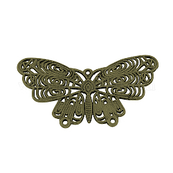 Tibetan Style Alloy Chandelier Components Links, Butterfly,  Nickel Free & Lead Free, Antique Bronze, 31x58x2.5mm, Hole: 1~2mm
