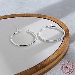 Pendientes de aro de 925 plata de ley, anillo, plata, 60x2mm