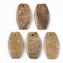 Pendentifs en pierre de lardérite naturelle shoushan tianhuang, tambour, 33x18x4~5mm, Trou: 1~1.5mm