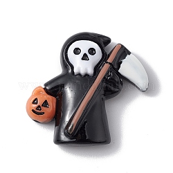 Cabujones de resina opaca con tema de halloween, negro, Patrón fantasma, 27x27x8mm