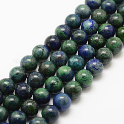 Chapelets de perles en chrysocolle et lapis lazuli naturelles, ronde, teinte, 10mm, Trou: 1mm, Environ 38 pcs/chapelet, 15.7 pouce