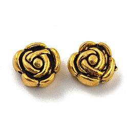 Perles en alliage de style tibétain, sans plomb et sans cadmium, fleur, Or antique, 6.5x7x4mm, Trou: 1.2mm, environ 1666 pcs/1000 g