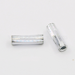 Алюминия бисера, трубка, серебряные, 8~10x3 мм, отверстие : 2 мм