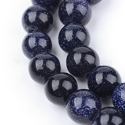 Chapelets de perles en pierre d'or bleue synthétique, ronde, 4~4.5mm, Trou: 0.8mm, Environ 96 pcs/chapelet, 15.5 pouce