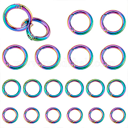 Benecreat 18 Stück 3 Stile Regenbogen-Feder-O-Ring, Runder Karabinerhaken zur Herstellung von Schlüsselbändern, Karabinerhaken für Geldbörsen, Schlüsselbänder, Handtaschen