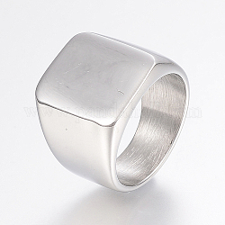 304 кольцо с печаткой из нержавеющей стали для мужчин, широкие кольца группа палец, прямоугольные, цвет нержавеющей стали, Размер 12, 22 мм