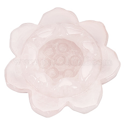 Bougeoir en quartz rose naturel, pot de bougie, lotus, 5~5.1x2.25 cm, Diamètre intérieur: 2 cm