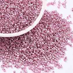 Perlas de semillas cilíndricas, colores metálicos, tamaño uniforme, color de rosa caliente, 2x1.5mm, agujero: 0.8 mm, aproximamente 40000 unidades / bolsa, 450 g / bolsa