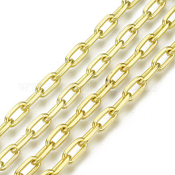 Cadenas de clips de hierro sin soldar, cadenas portacables alargadas estiradas, con carrete, dorado, 9.2x4.5x1.3mm, aproximadamente 32.8 pie (10 m) / rollo