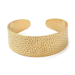 Placage ionique (ip) 304 bracelets à manchette large ouverte en acier inoxydable, bijoux pour femmes, véritable 18k plaqué or, diamètre intérieur: 2-1/4 pouce (5.8 cm)