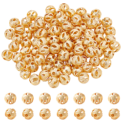 Benecreat Messingperlen, strukturiert, Runde, golden, 6x5.5 mm, Bohrung: 1.6 mm, 50 Stück / Karton
