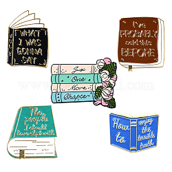 GORGECRAFT 1 Box 5 Style Enamel Lapel Pins Set Cartoon Book Pattern Brooch Collar Pin Student Lapel Pin Learning Gifts for Backpack Cloths Hats Sweater Decoration