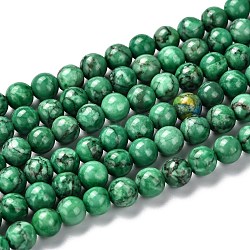 Cuentas de mármol naturales hebras, redondo, teñido y climatizada, verde, 6mm, agujero: 1 mm, aproximamente 62 pcs / cadena, 15 pulgada (38 cm)