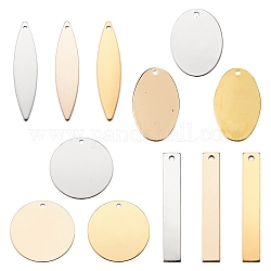 Brass Charms, Blank Stamping Tag, Rectangle, Oval, Flat Round and Horse Eye, Golden & Light Gold & Platinum, 6.8x5.2x1.1cm, 48pcs/box