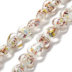 Chapelets de perles vernissées manuelles, cœur, clair, 15.5~16.5x15.5~16x8~9.5mm, Trou: 1.2mm, Environ 28 pcs/chapelet, 15.35 pouce (39 cm)